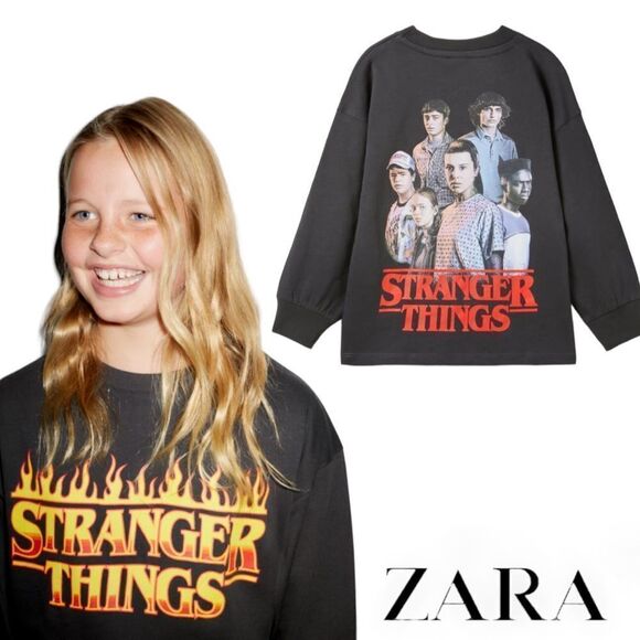 ZARA Kids | Dark Anthracite | STRANGER THINGS TM © NETFLIX T-SHIRT - Picture 1 of 6